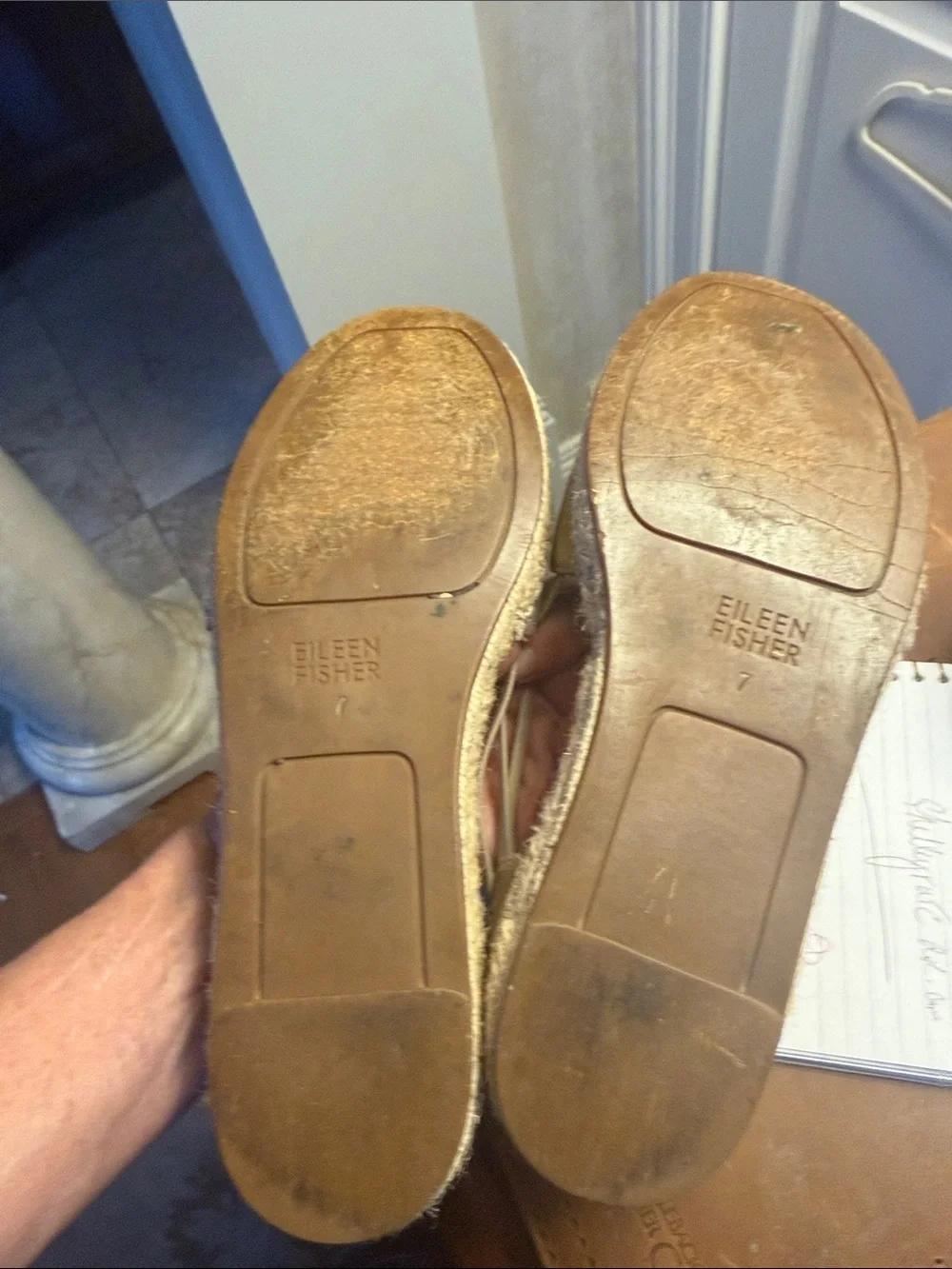 EILEEN FISHER metallic gold espadrilles preowned pre-love size 7